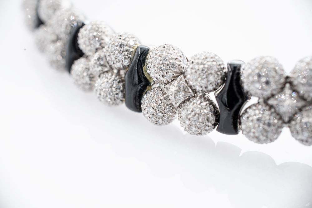 Onyx and Diamond Designer Necklace