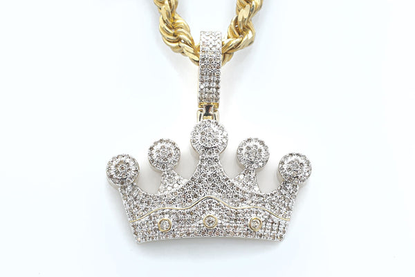 Men's Diamond Crown Pendant in Gold