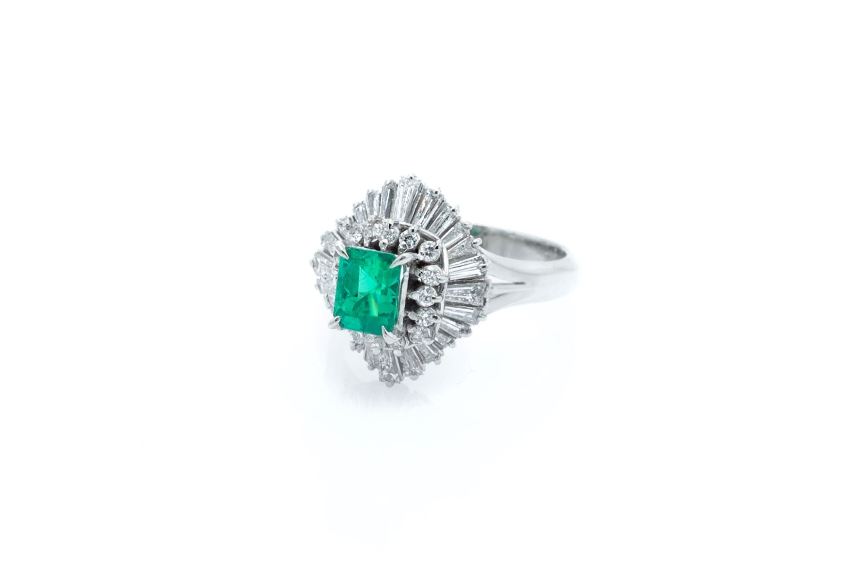 Emerald Cut Emerald and Diamond Ring