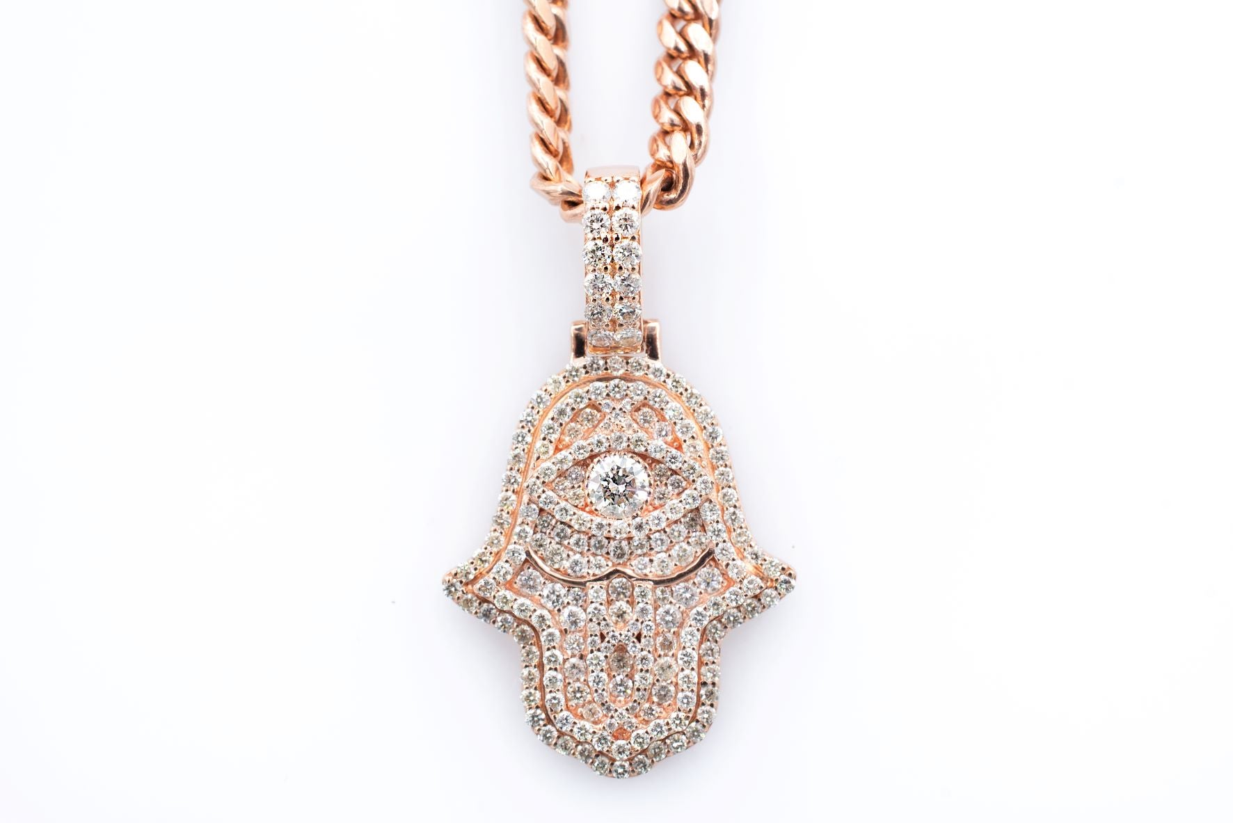 Diamond Hamsa Pendant in Rose Gold crownjewelsandcoin