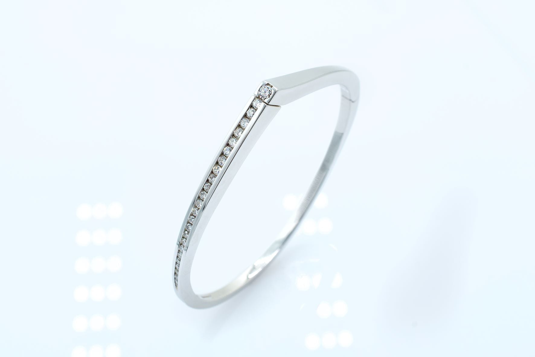 Diamond Hinged Geometric Bangle Bracelet