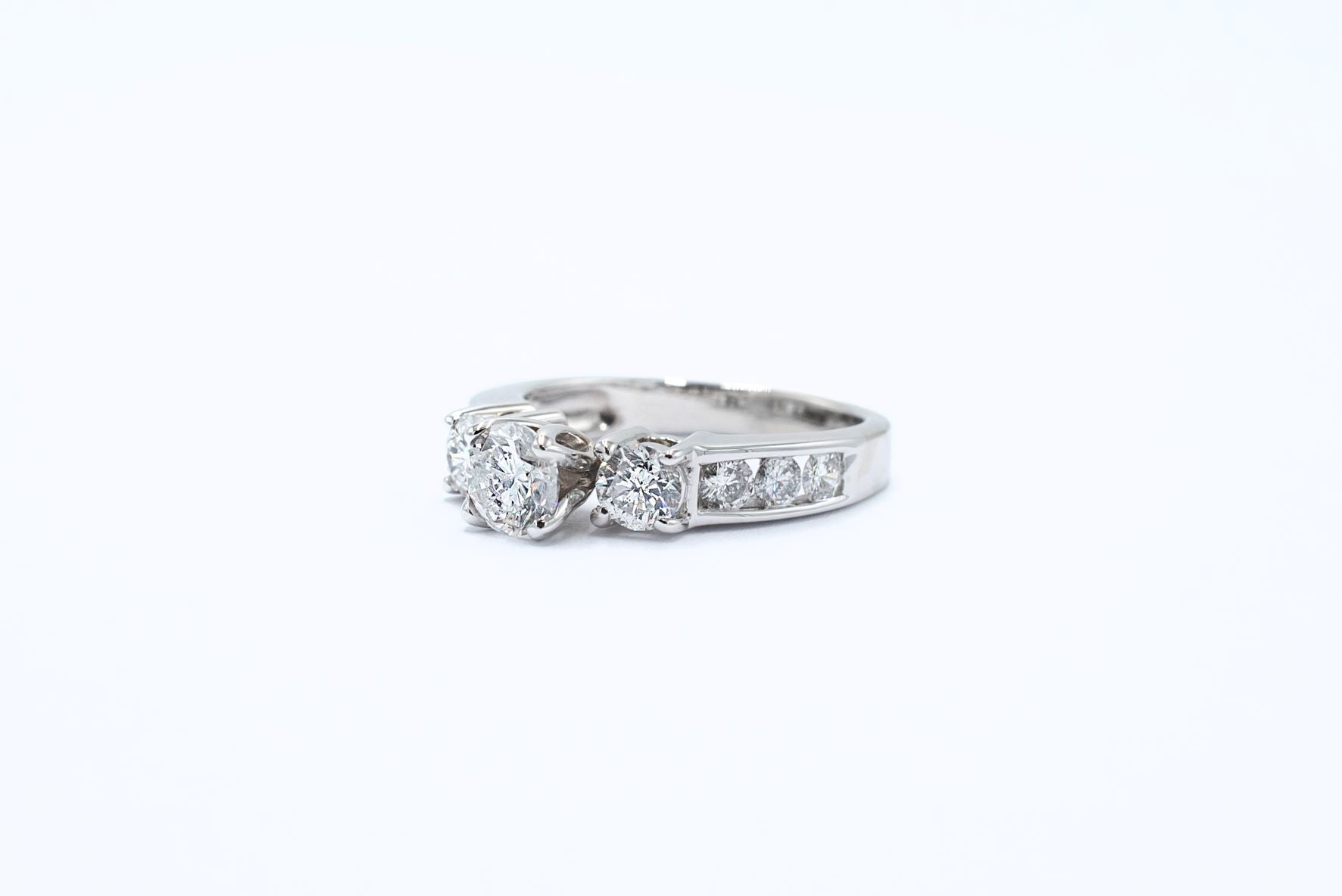 1.70 ctw 14kt White Gold Three-Stone “Past Present Future” Diamond Ring