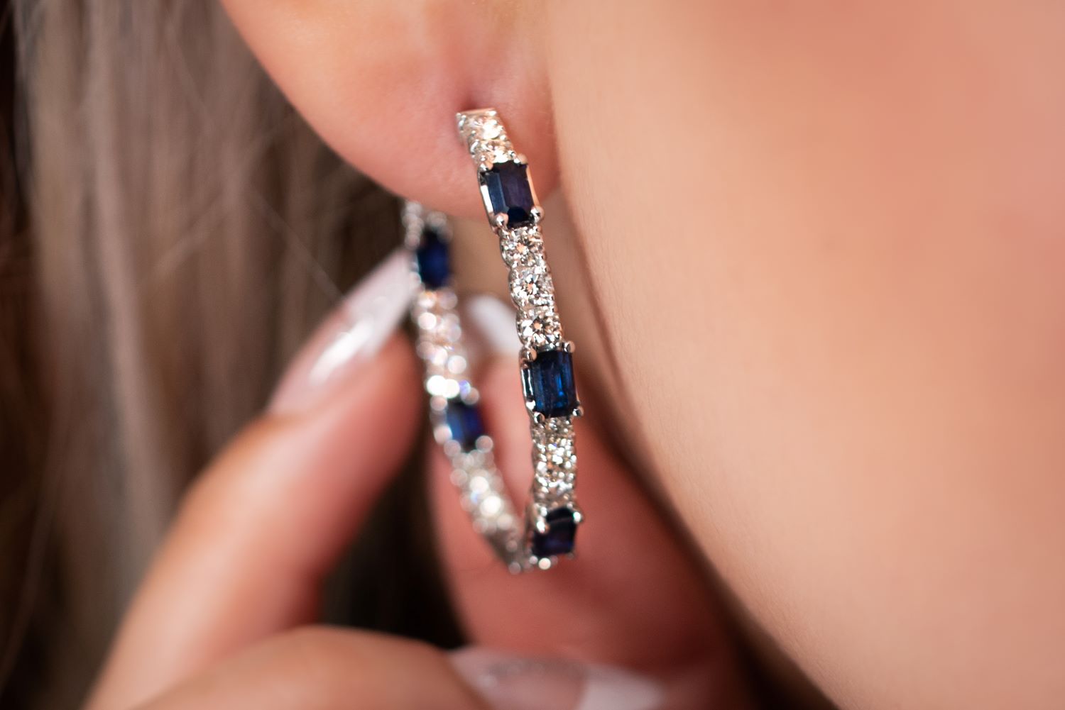 Sapphire and Diamond Hoop Earring
