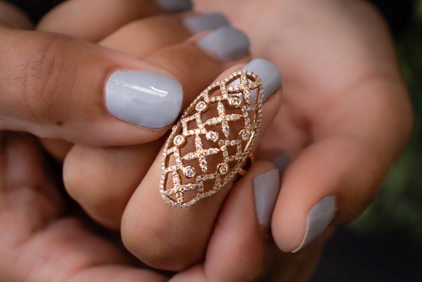 Rose Gold Fancy Lace Style Diamond Ring