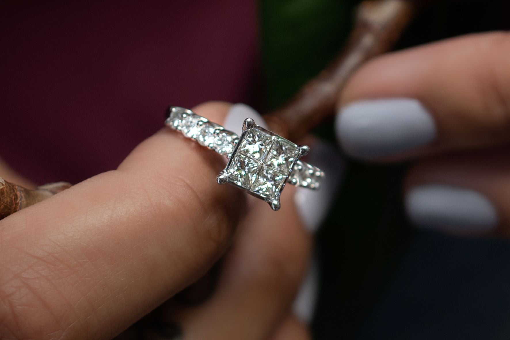 2.00 ctw Invisible Set Princess Cut Diamond Ring