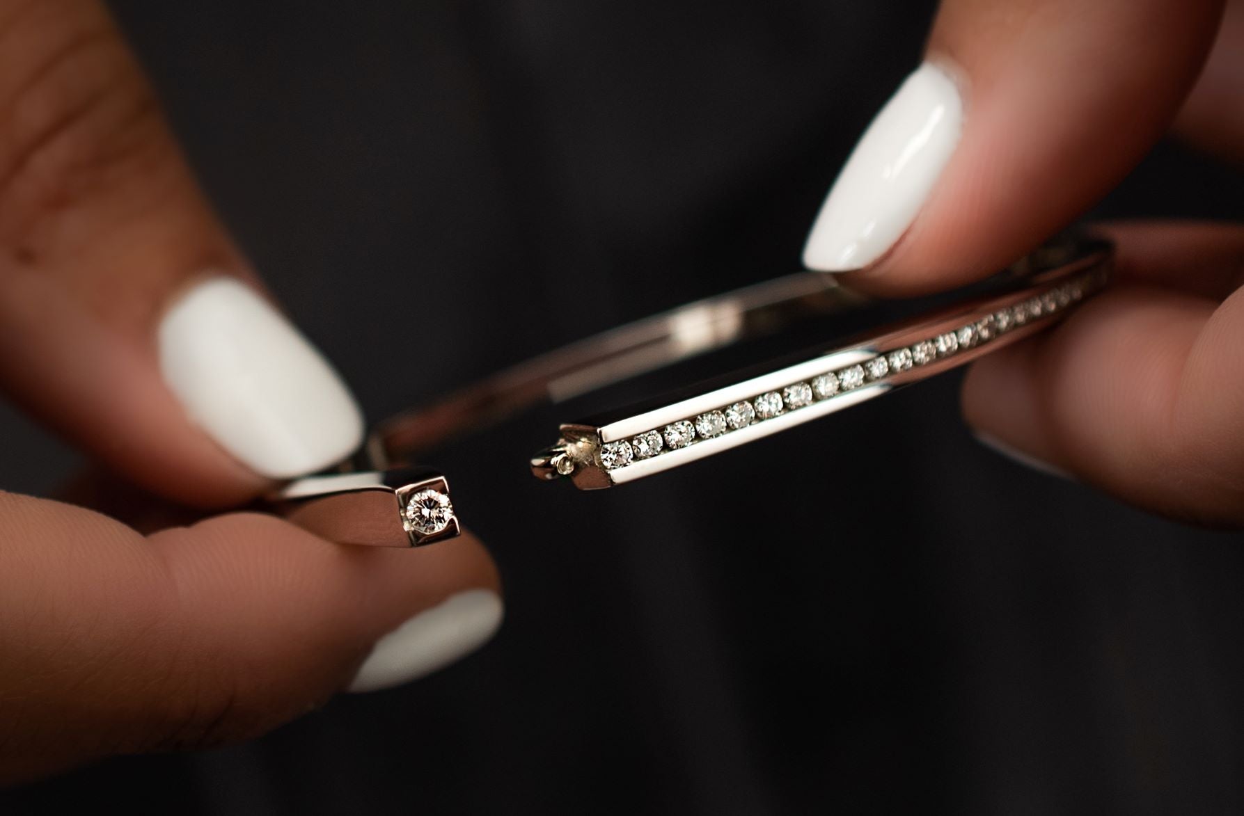 Diamond Hinged Geometric Bangle Bracelet