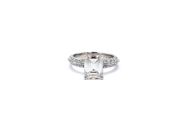 3.02 ct Emerald Cut GIA Certified Diamond Engagement Ring