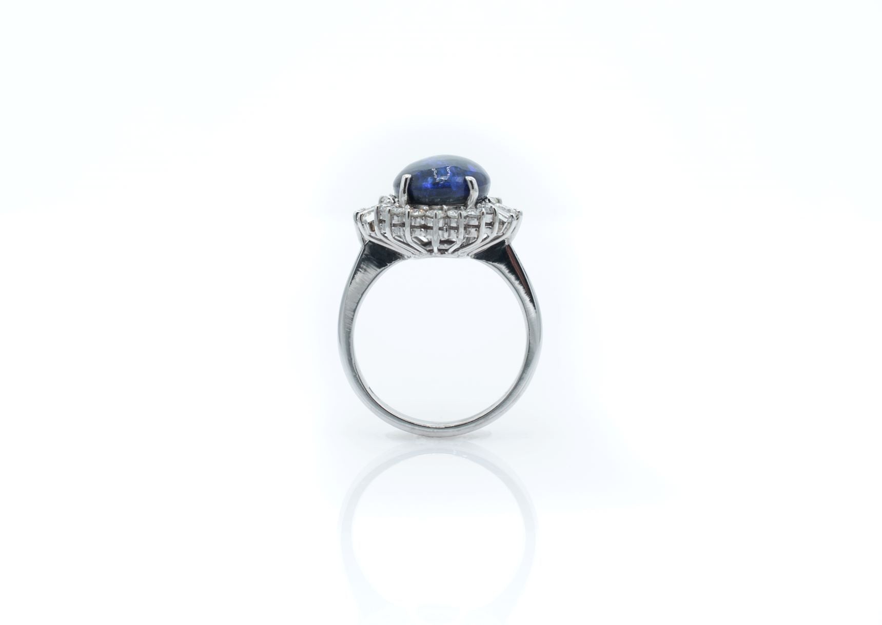 Vintage Platinum Blue Opal and Diamond Halo Ring