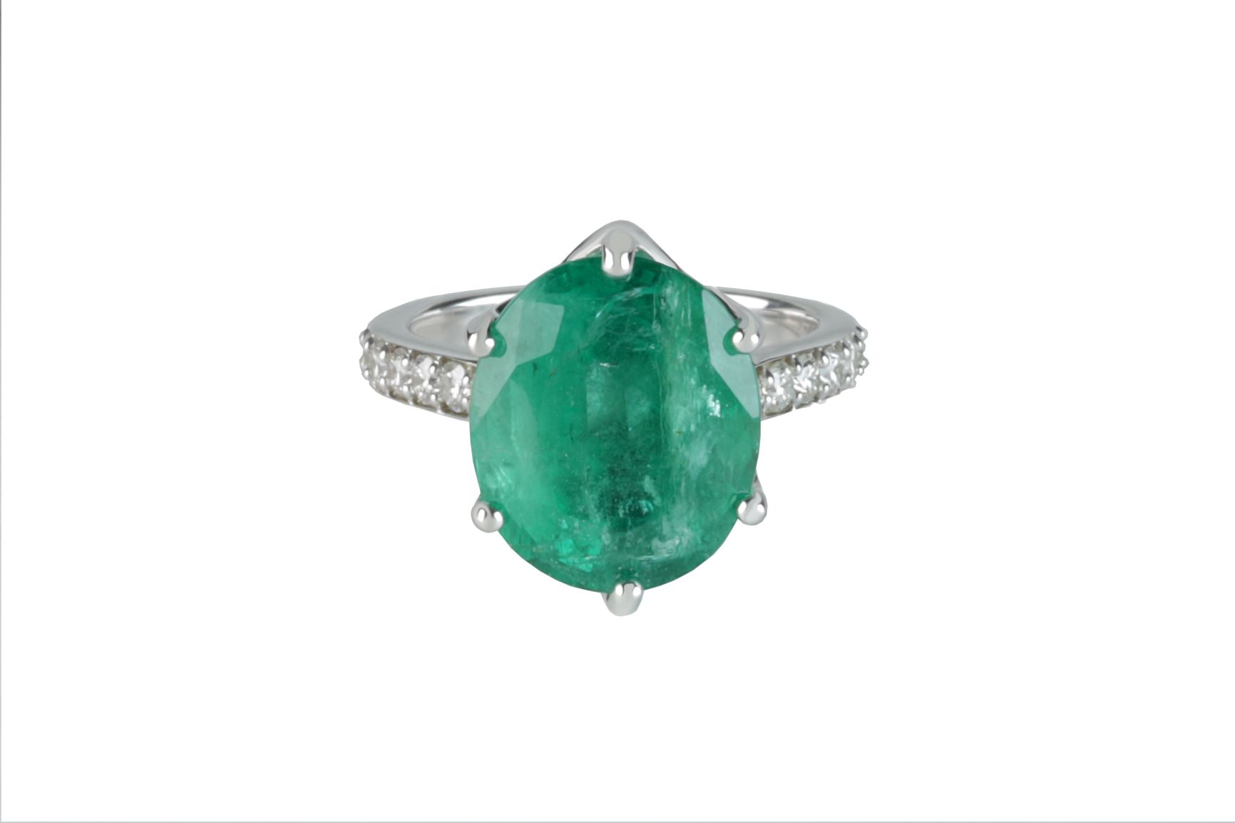 GIA Certified 7.43 ct Emerald and Diamond Ring
