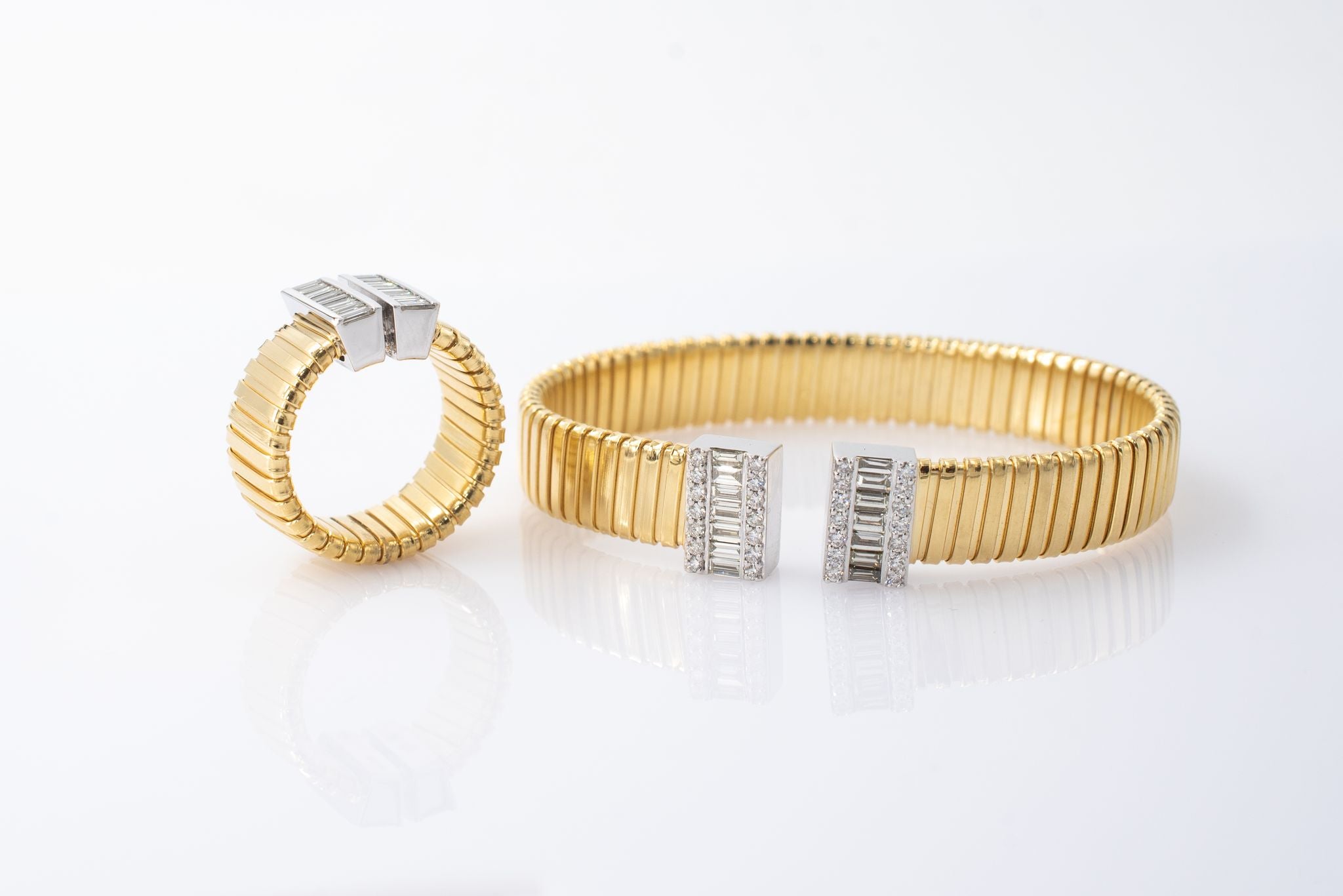 Ladies Baguette Diamond Bracelet and Ring Set