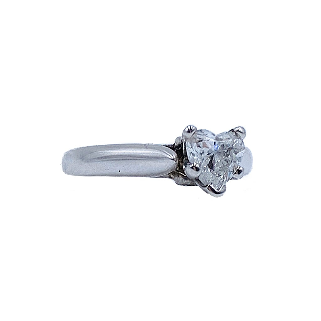 0.72 CTW 14kt white gold GIA certified heart center diamond engagement ring