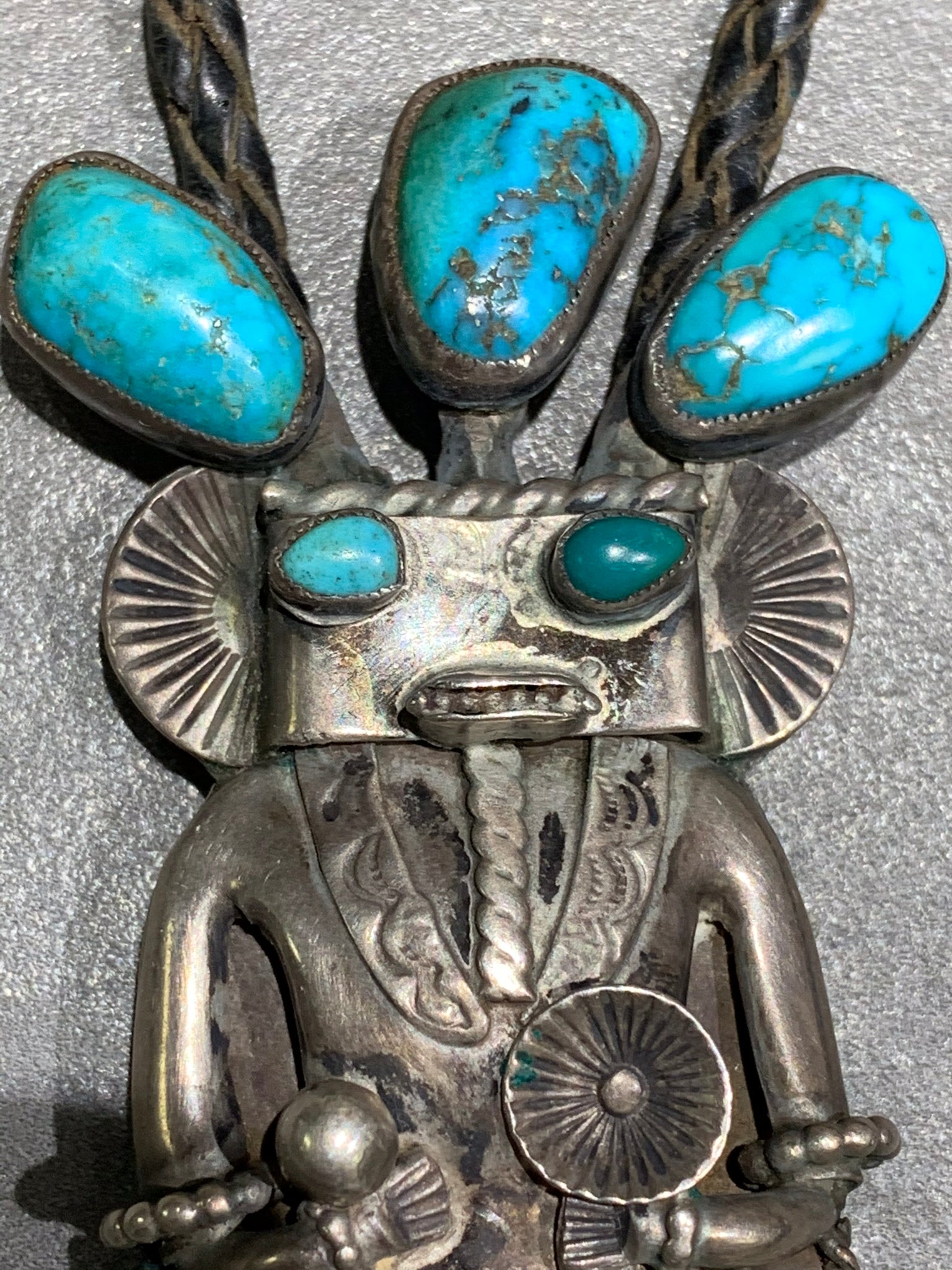 Navajo Kachina Sterling Silver Turquoise Bolo