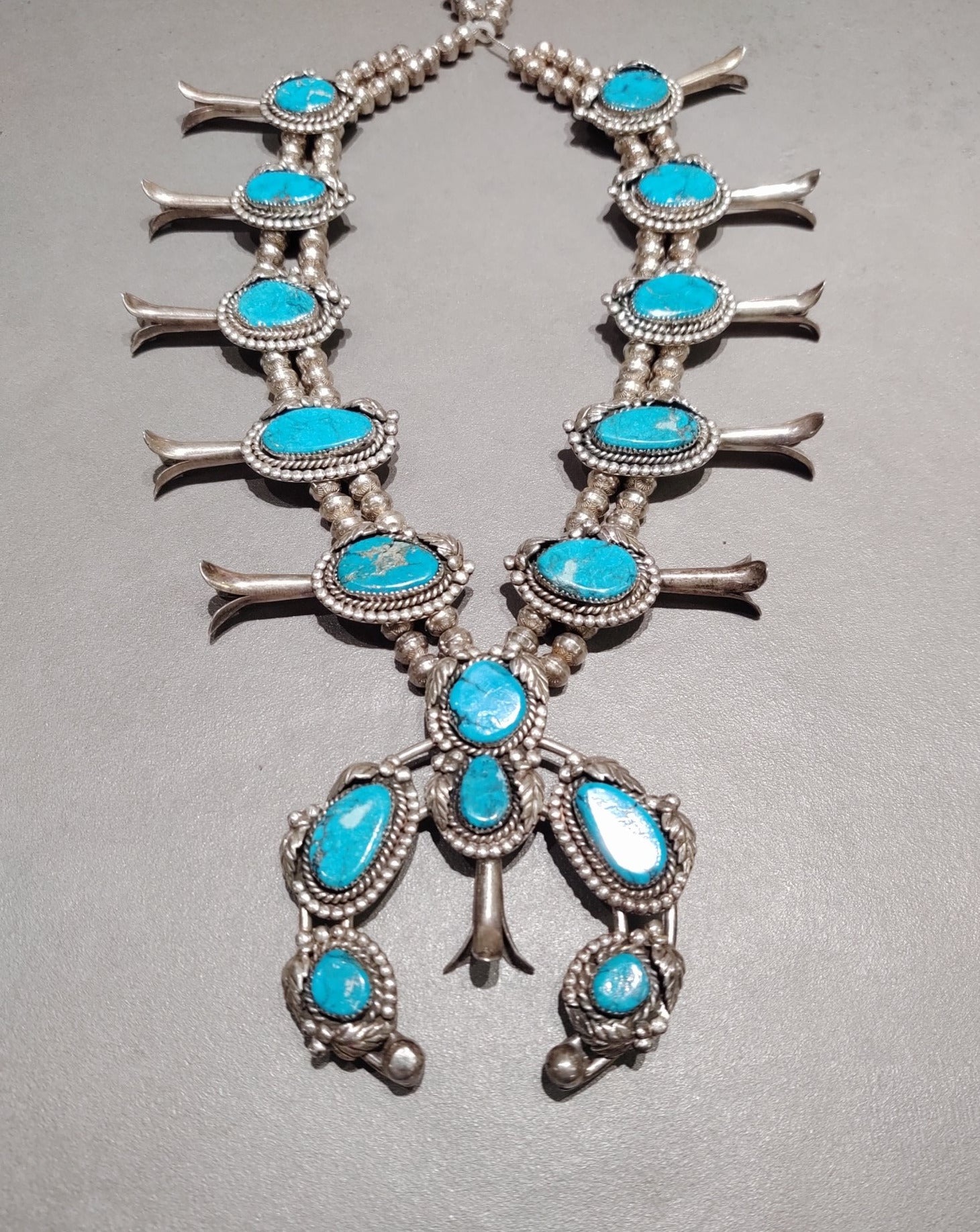 Turquoise Sterling Squash Blossom