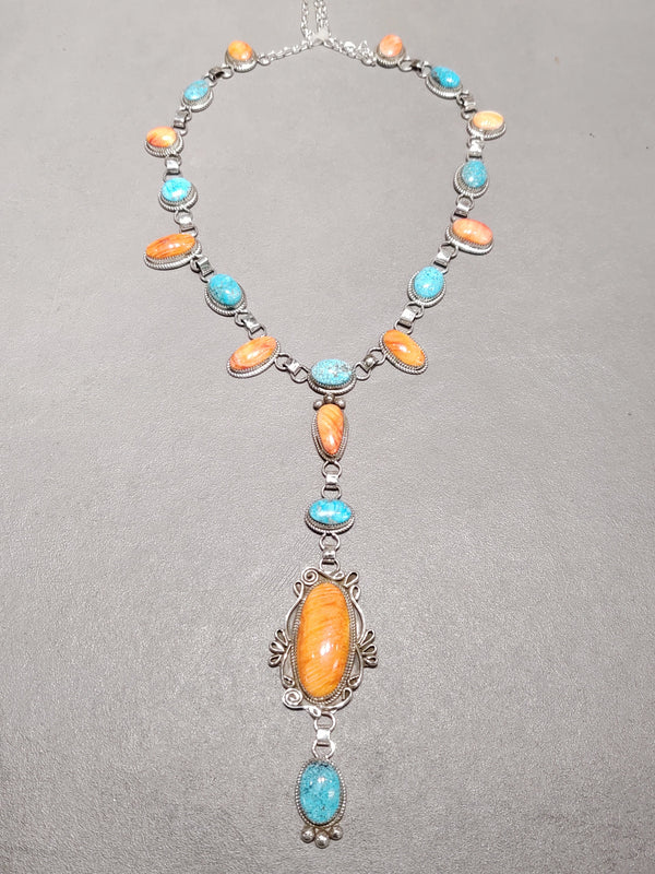 Ray Nez Turquoise Spiny Oyster Necklace
