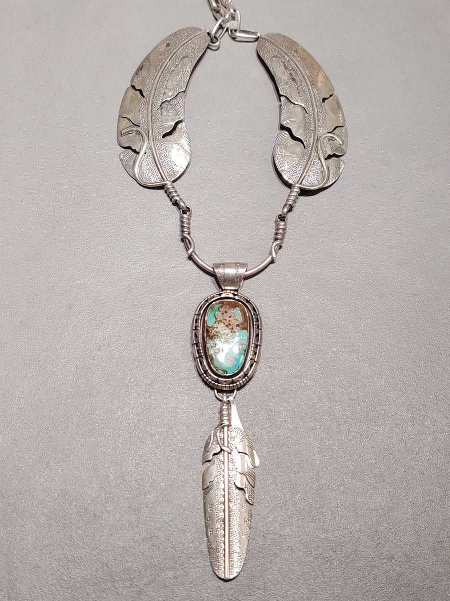 Feather Turquoise Sterling Necklace