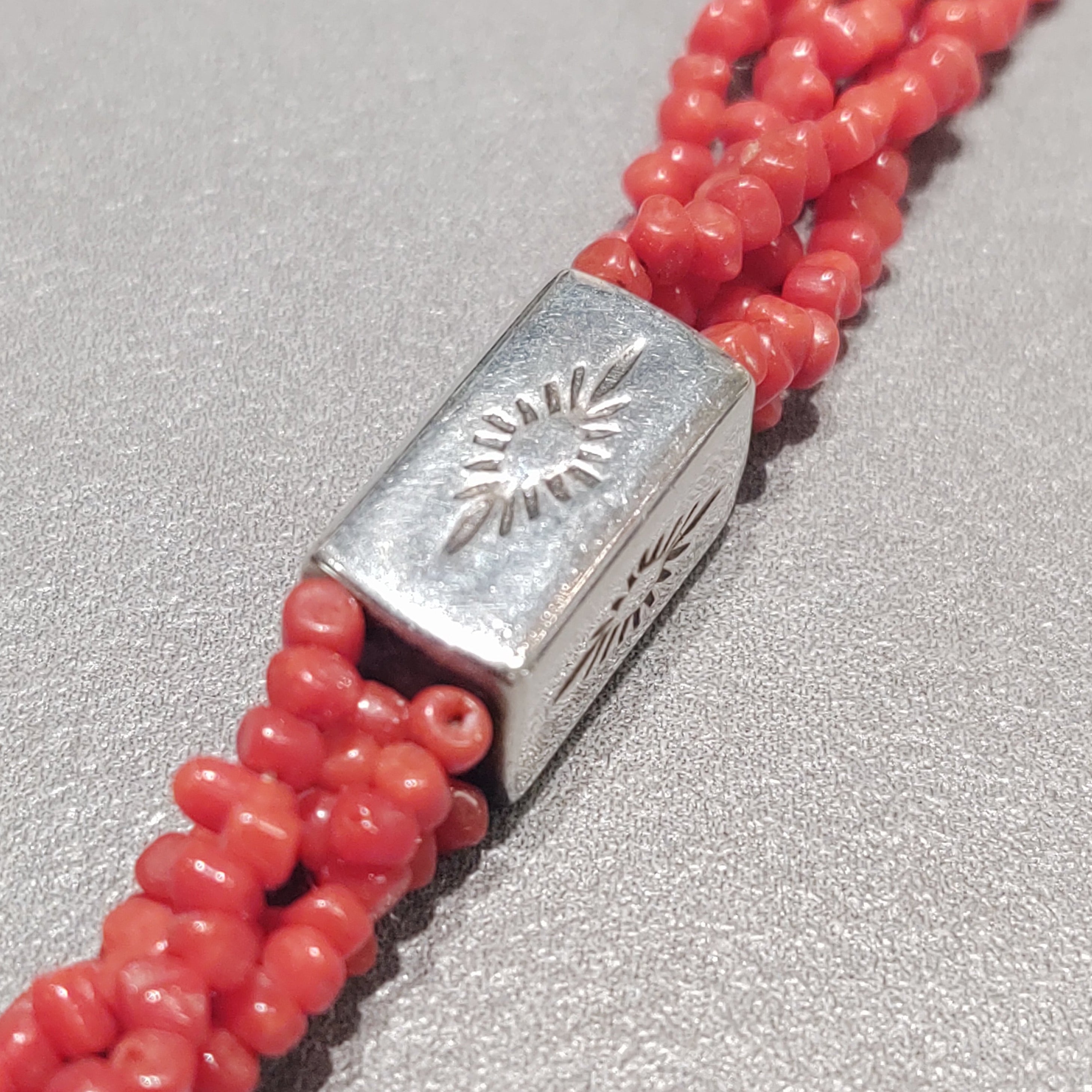 Coral Sterling Silver Beaded Necklace - Handmade Native American