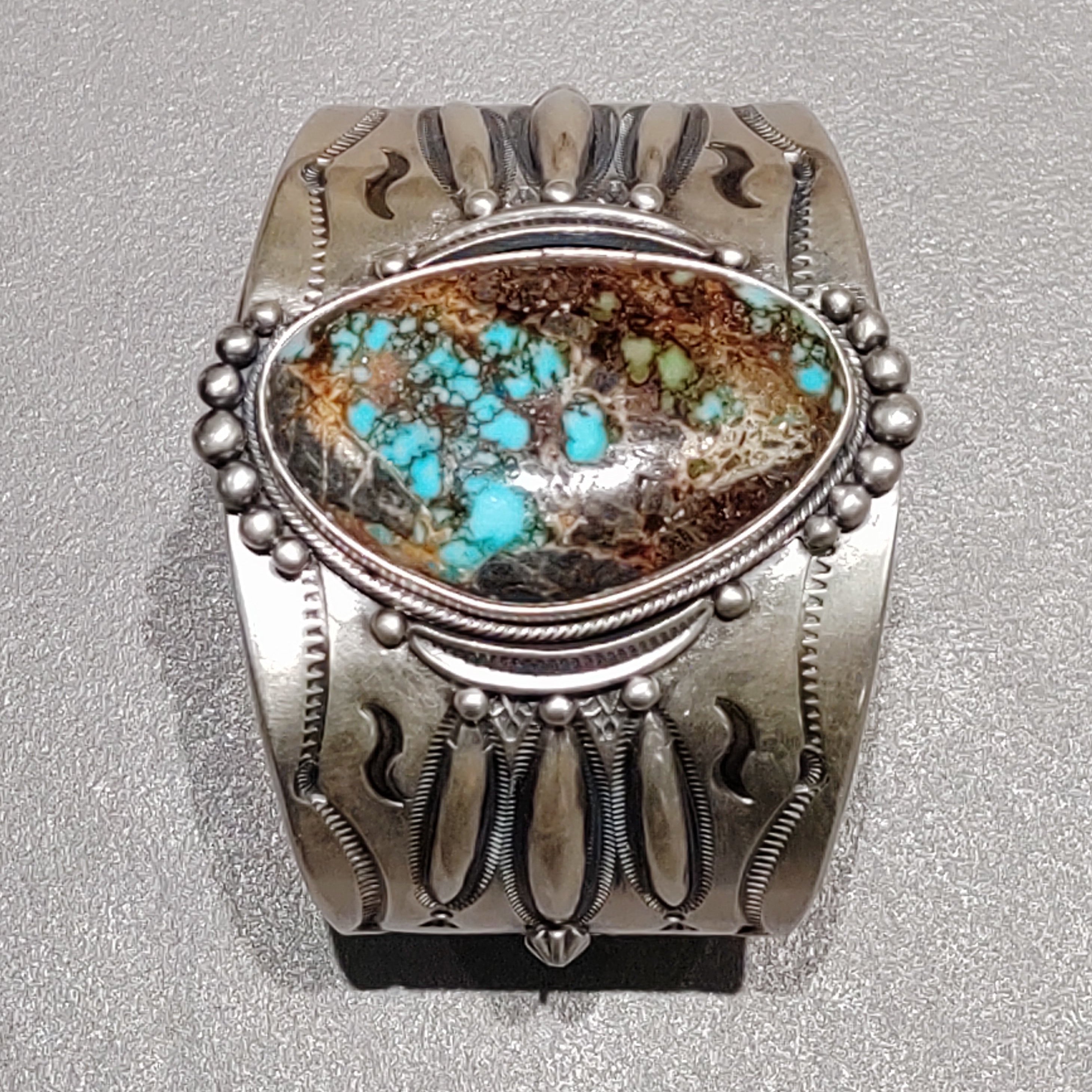 Aaron Toadlena Navajo Sterling Silver Turquoise Cuff - Handmade Native American