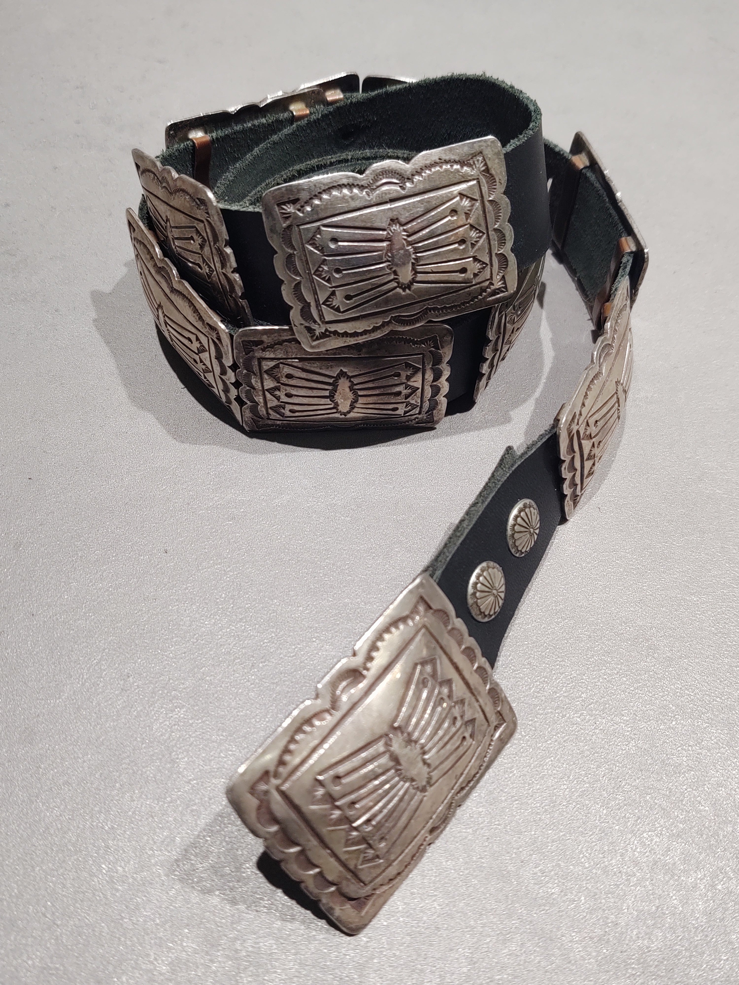Navajo hand stamped Sterling Silver Navajo Concho Belt