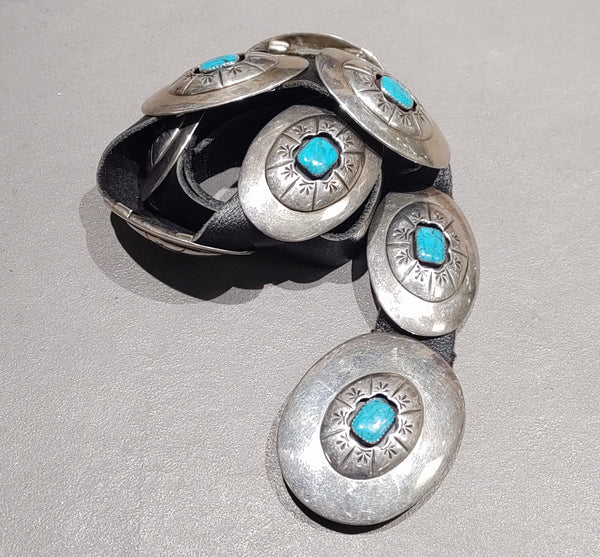 Sterling Silver Turquoise  Concho Belt - Handmade Native American