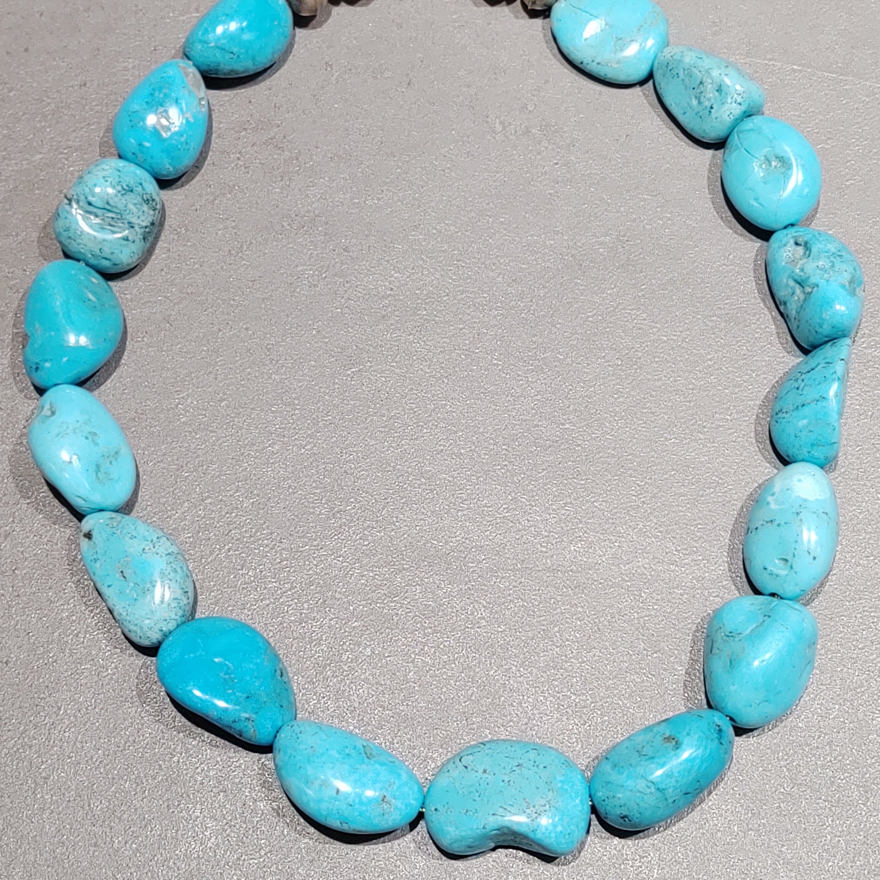 Turquoise Nugget  Sterling Silver Necklace - Handmade Native American