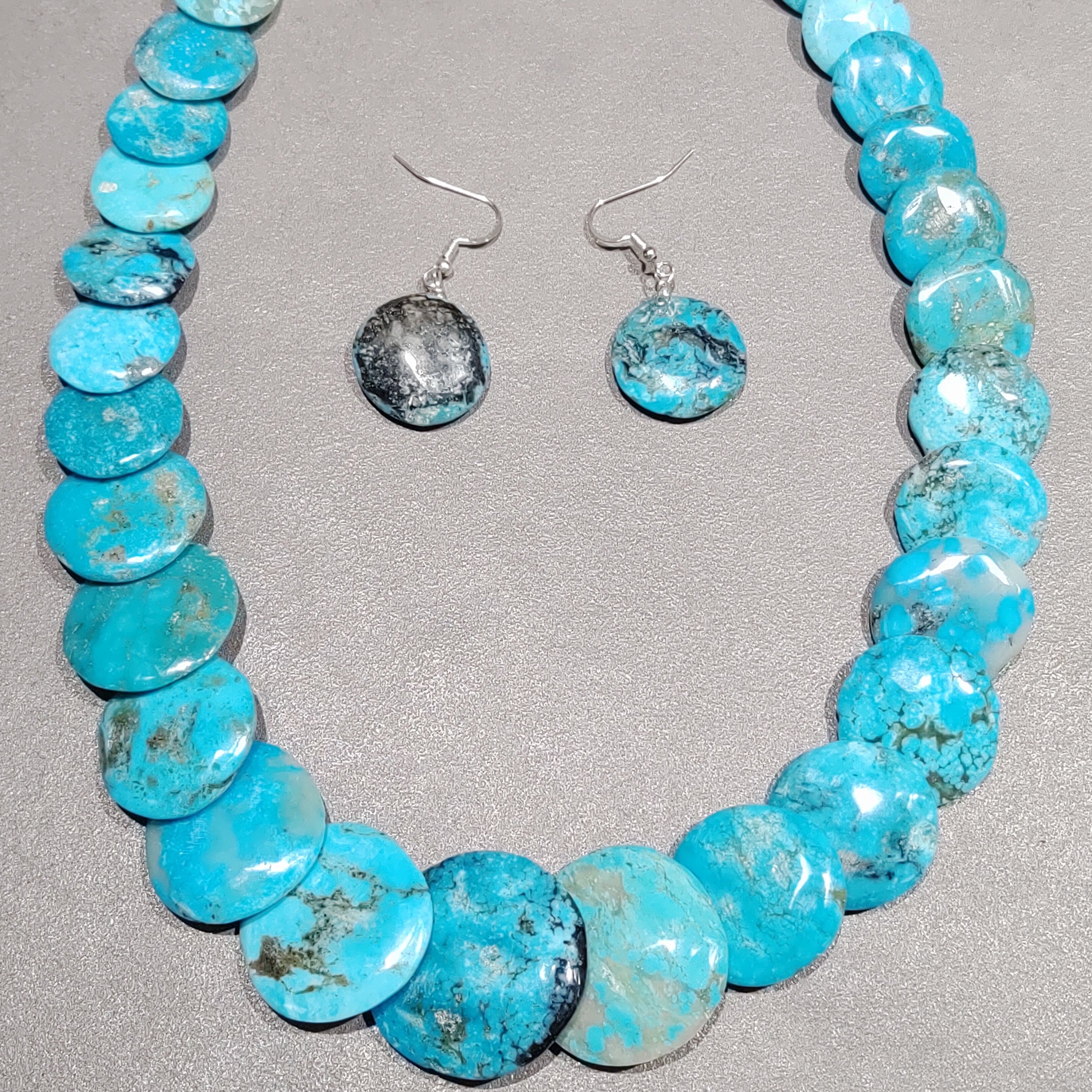 Joe and Joan Garcia Kewa Turquoise Necklace-Earrings Set - Handmade Native American