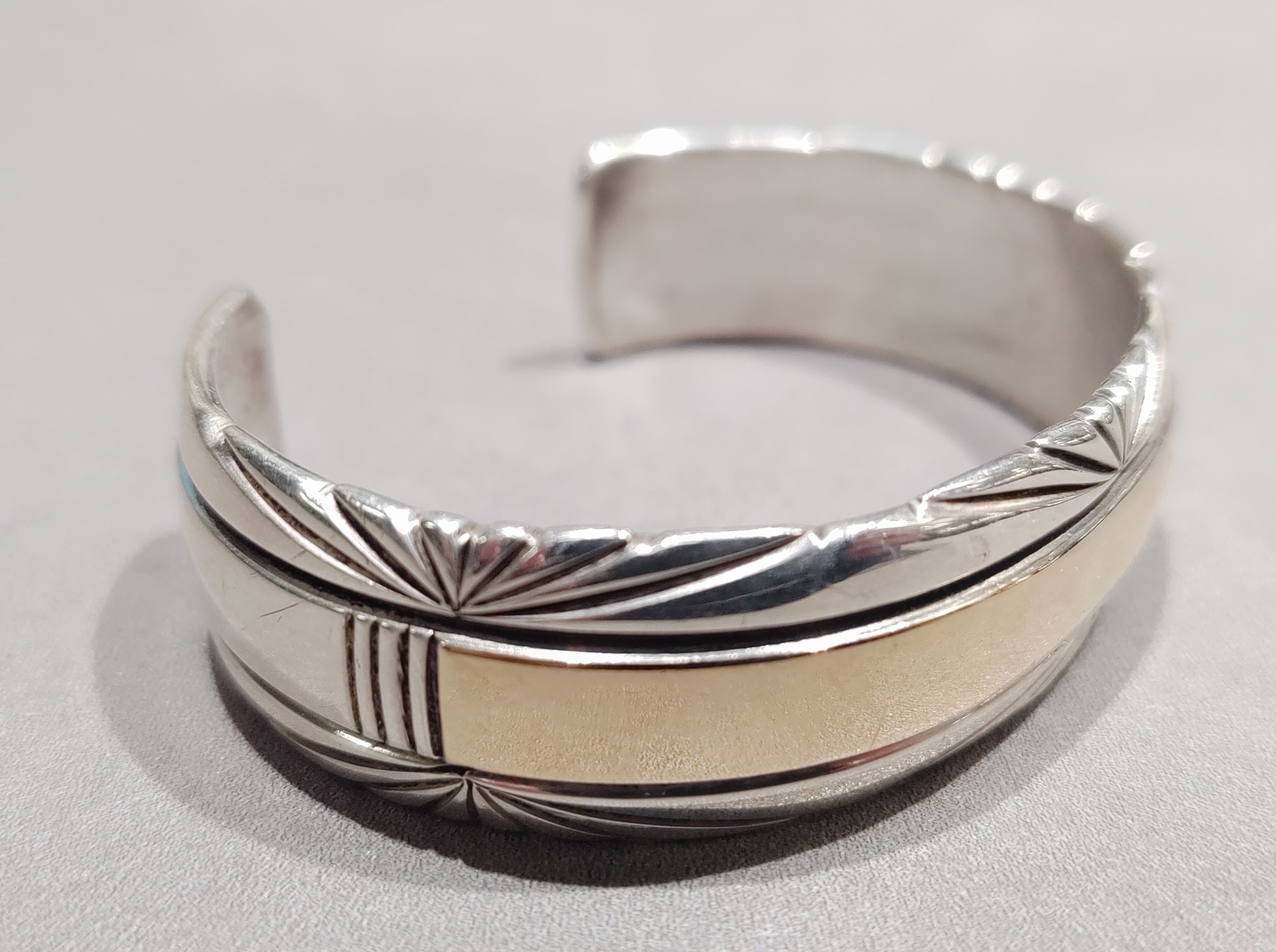 Herbert Begaye 14kt Gold & Sterling Silver Bracelet - Handmade Native American