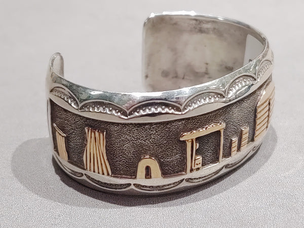 Storyteller 14kt Gold &  Sterling Silver Bracelet - Handmade Native American