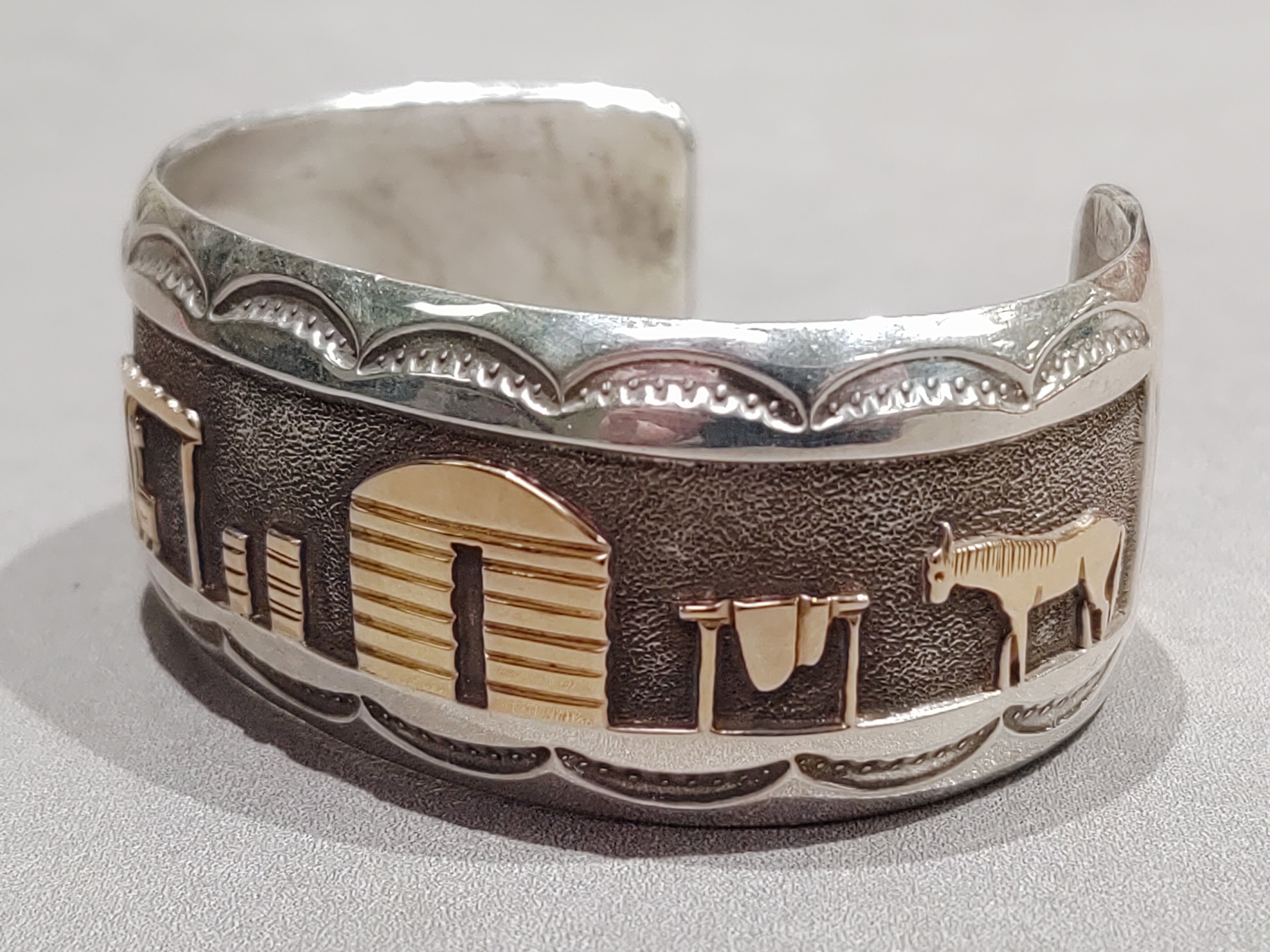 Storyteller 14kt Gold &  Sterling Silver Bracelet - Handmade Native American