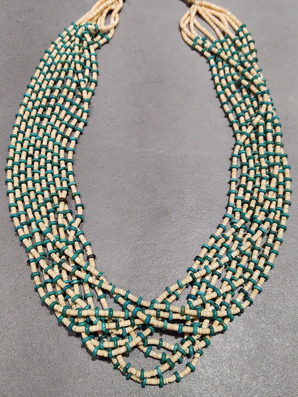Marilyn Moquino Kewa Melon Shell Turquoise  10-Strand Necklace - Handmade Native American
