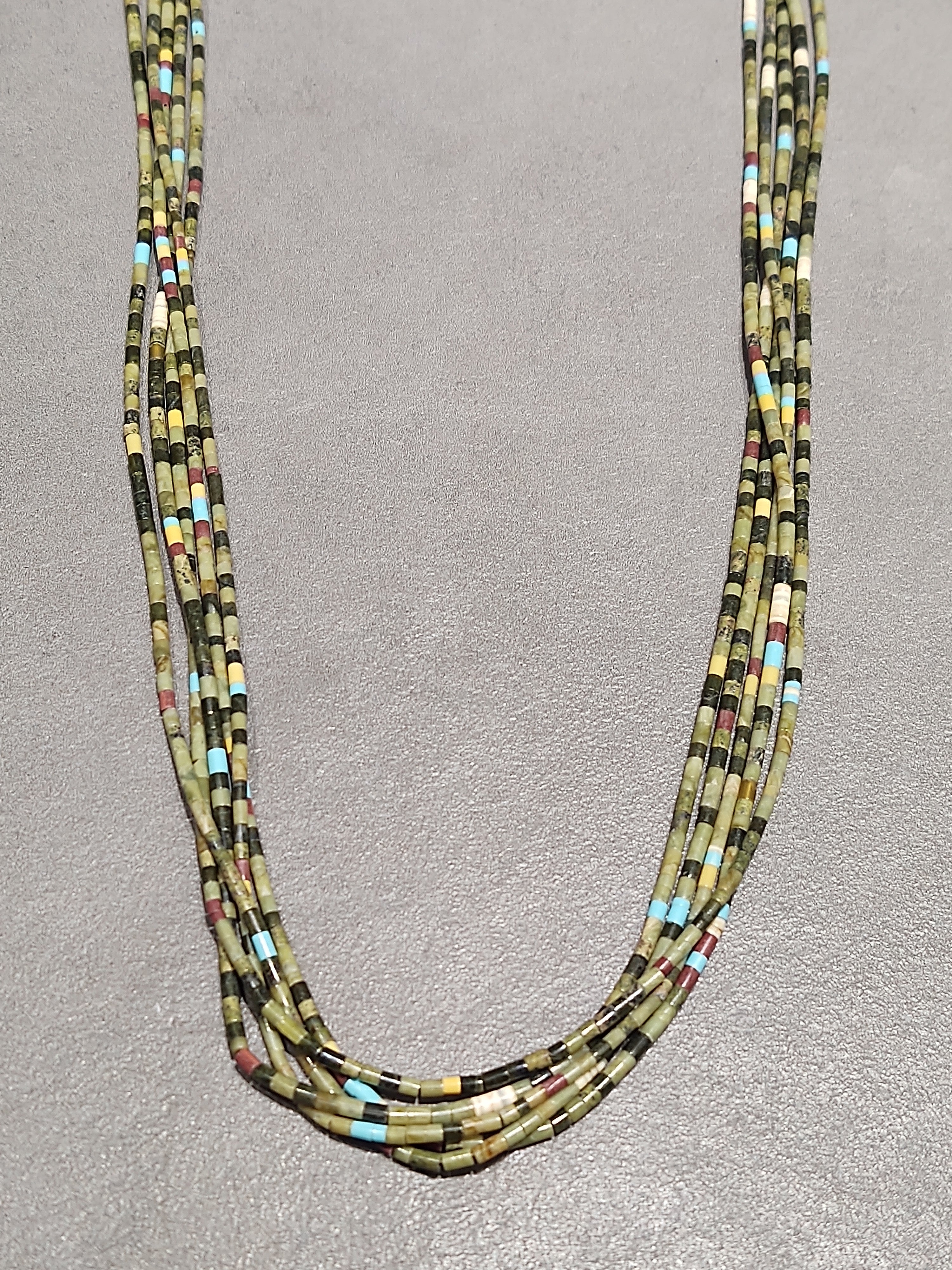 Traditional Wrap Heishi Turquoise 5 Strand Necklace - Handmade Native American