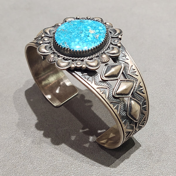 Derrick Gordon Navajo Sterling Silver Turquoise Bracelet - Handmade Native American
