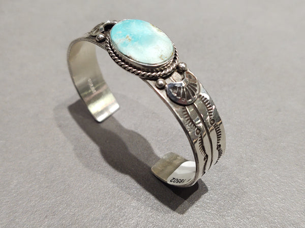 Freddy Platero Navajo  Turquoise Sterling Silver Bracelet - Handmade Native American