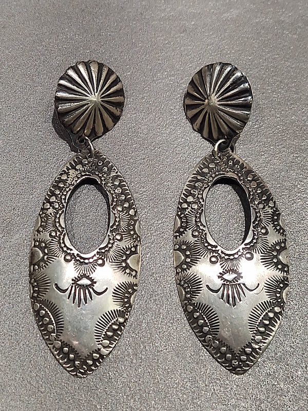 Vincent Platero Navajo Sterling Silver Earrings - Handmade Native American