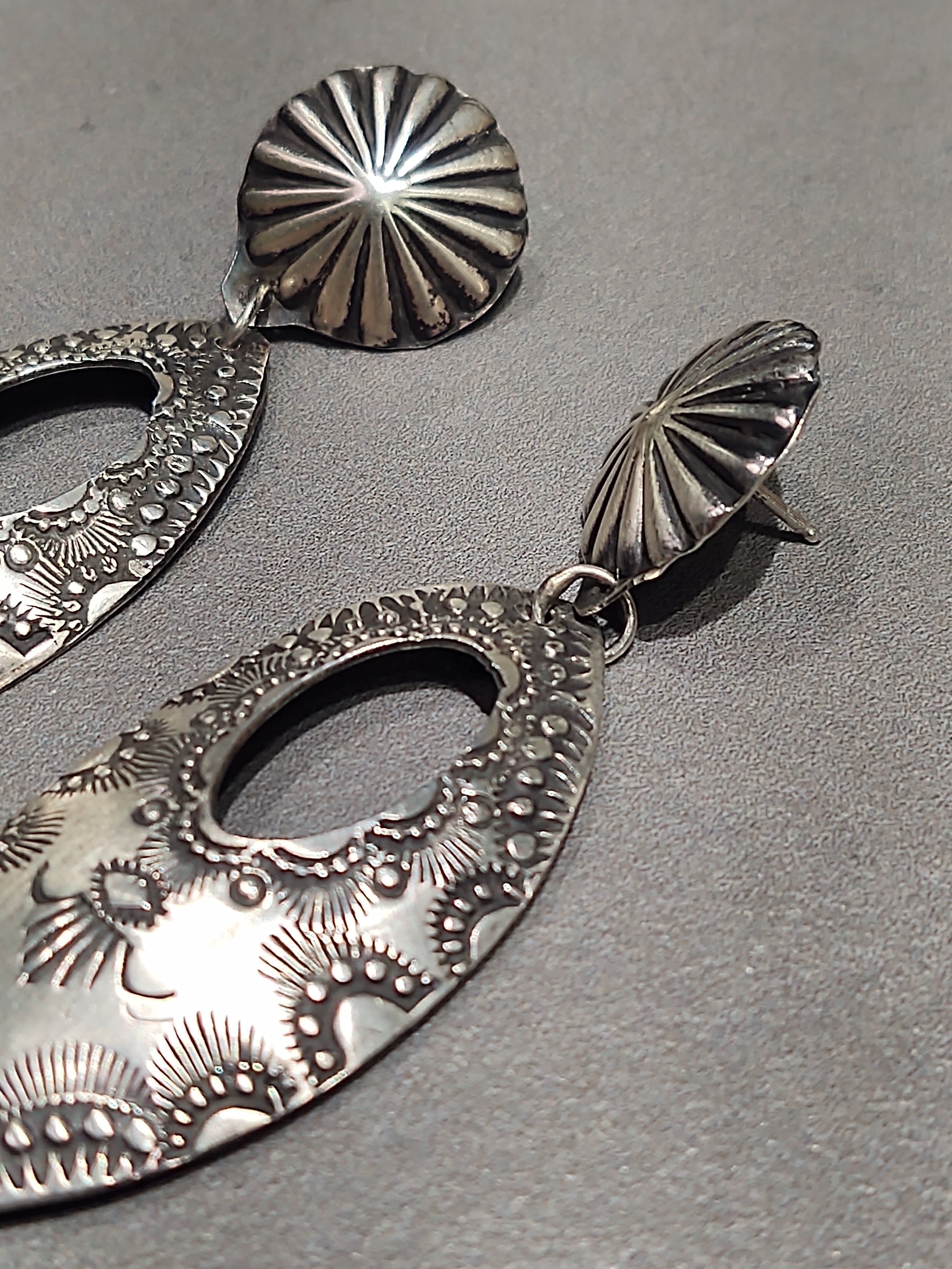 Vincent Platero Navajo Sterling Silver Earrings - Main Image