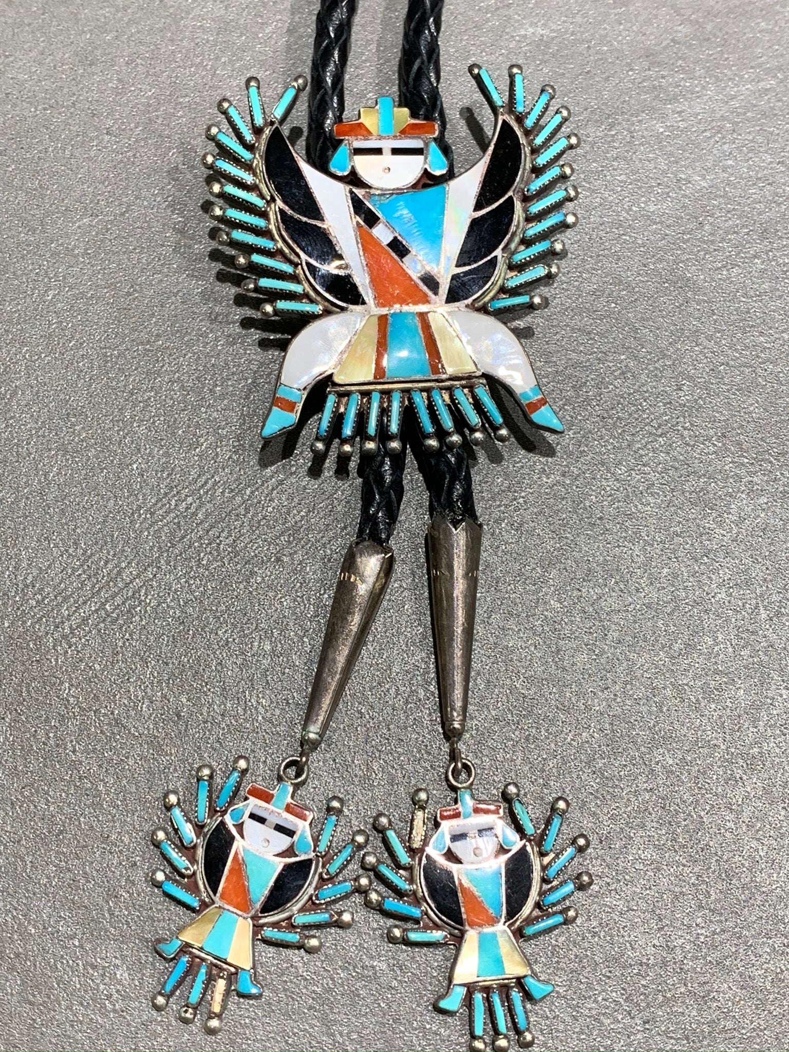 DELPHINE CACHINI ZUNI INLAY STERLING SILVER BOLO