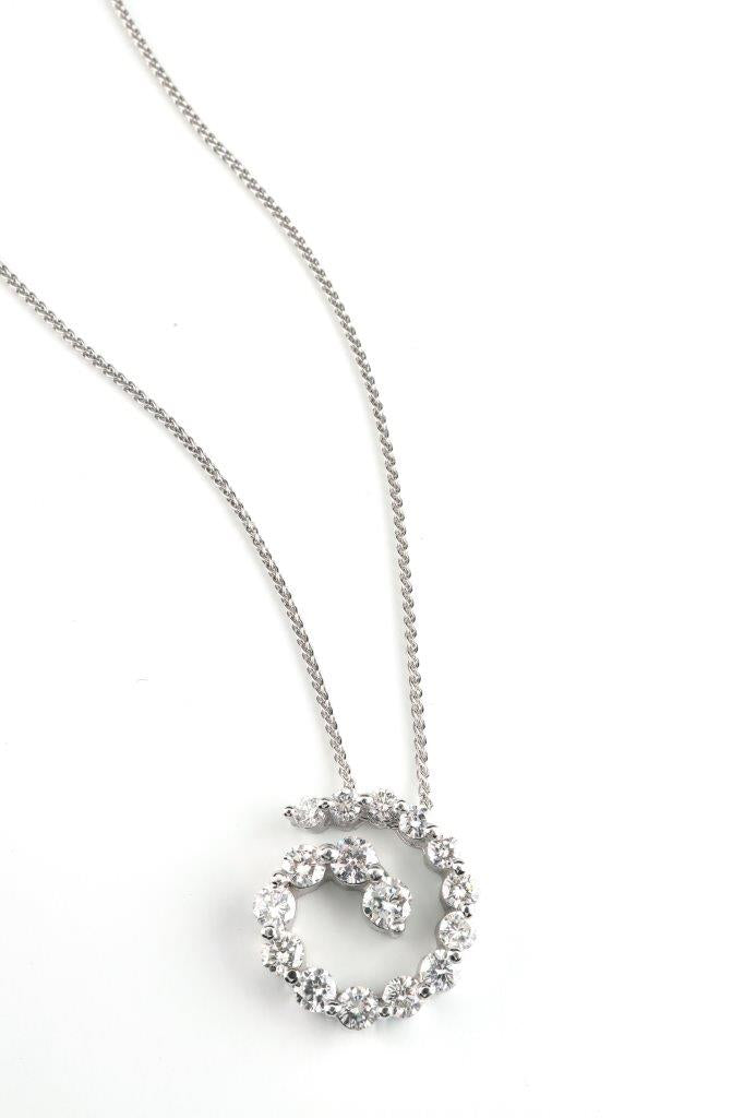 14k White Gold 1.55ctw Diamond Spiral Necklace