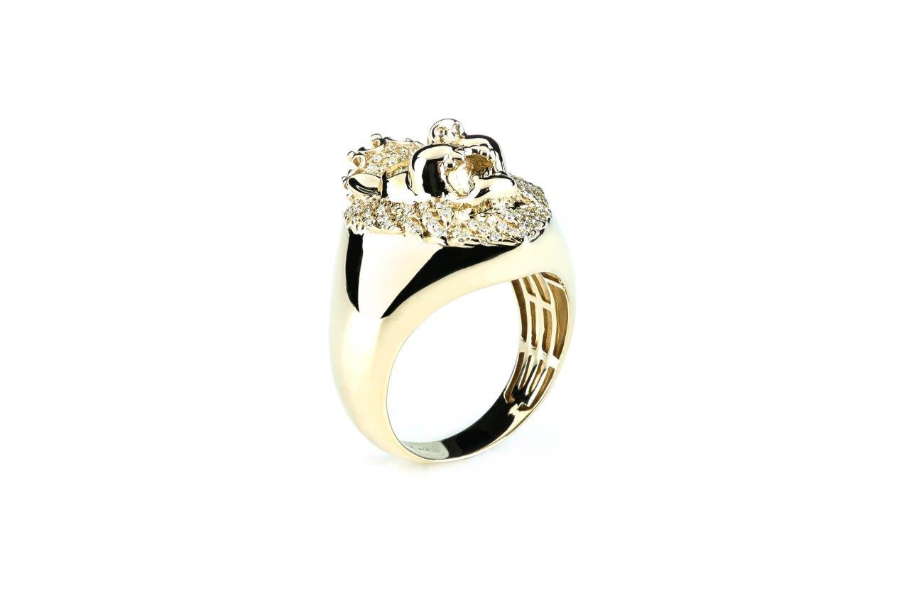 Men's Diamond Ring 0.60ctw Lion Head Ring 14kt