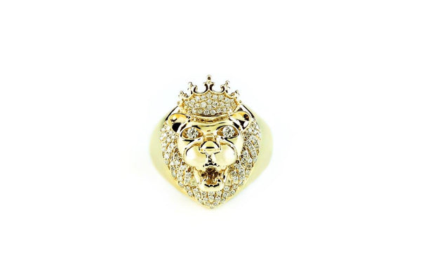 Men's Diamond Ring 0.60ctw Lion Head Ring 14kt