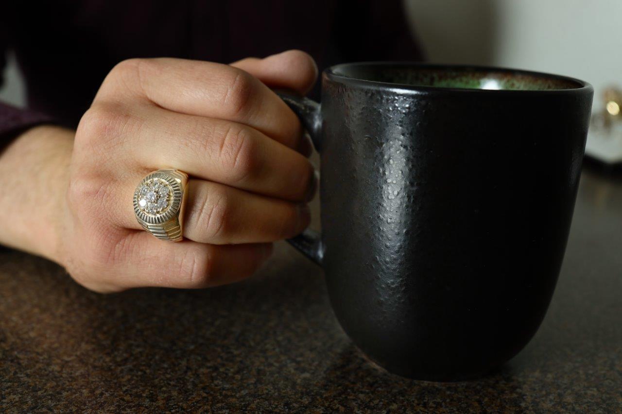 Men's Rolex-Style Diamond Ring 1.10ctw 10kt