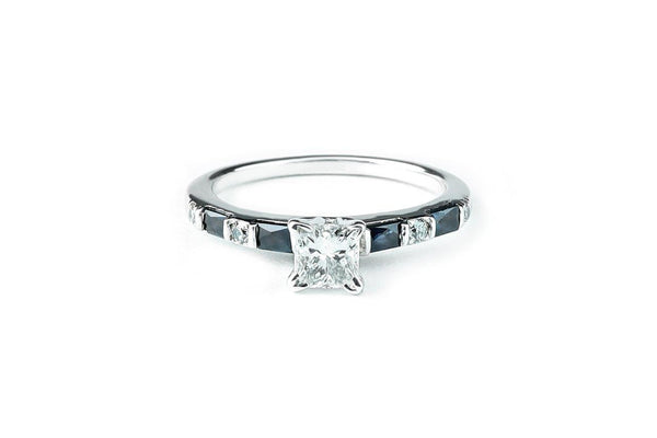 Diamond and Sapphire Engagement Ring 0.55ctw 14k