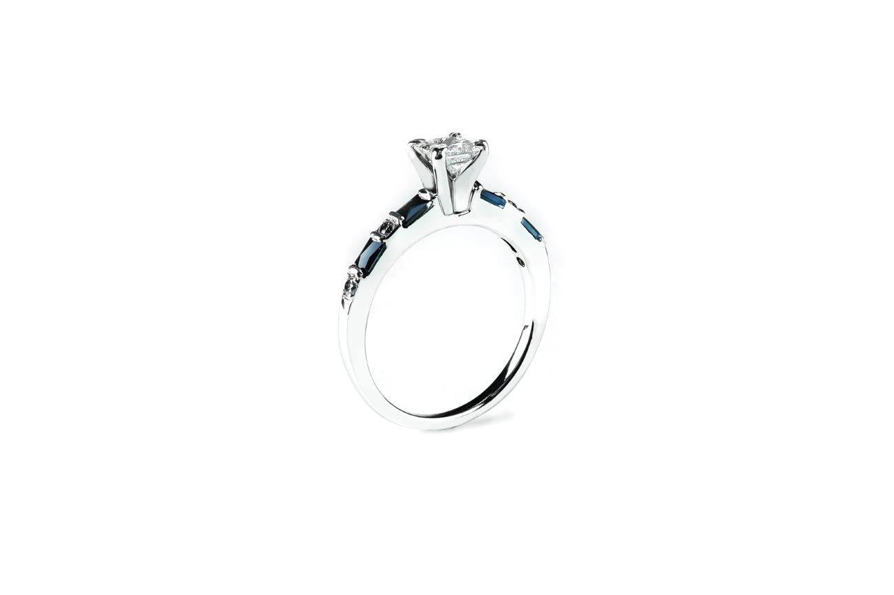 Diamond and Sapphire Engagement Ring 0.55ctw 14k