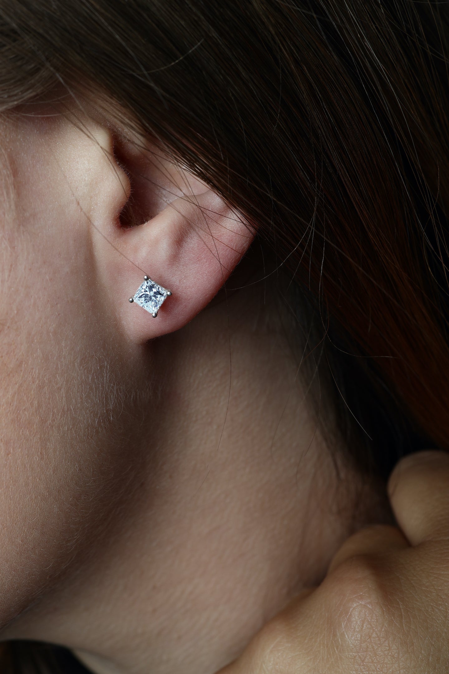 1.42 ctw Princess Cut Diamond Stud Earrings
