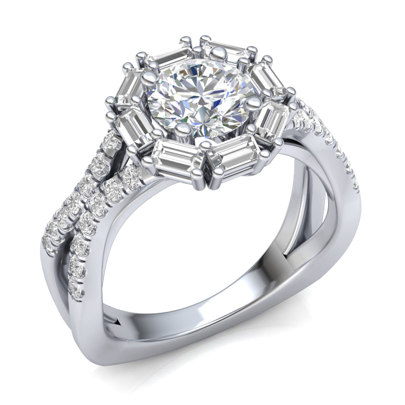Diamond Halo Engagement Ring Luminar L8045E 1.70 ctw