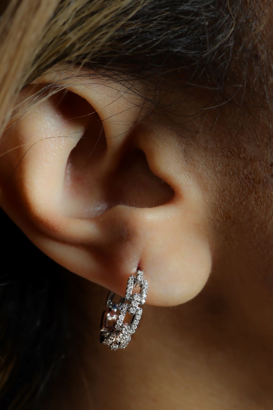 1/2 ctw Diamond Link Hoop Earrings