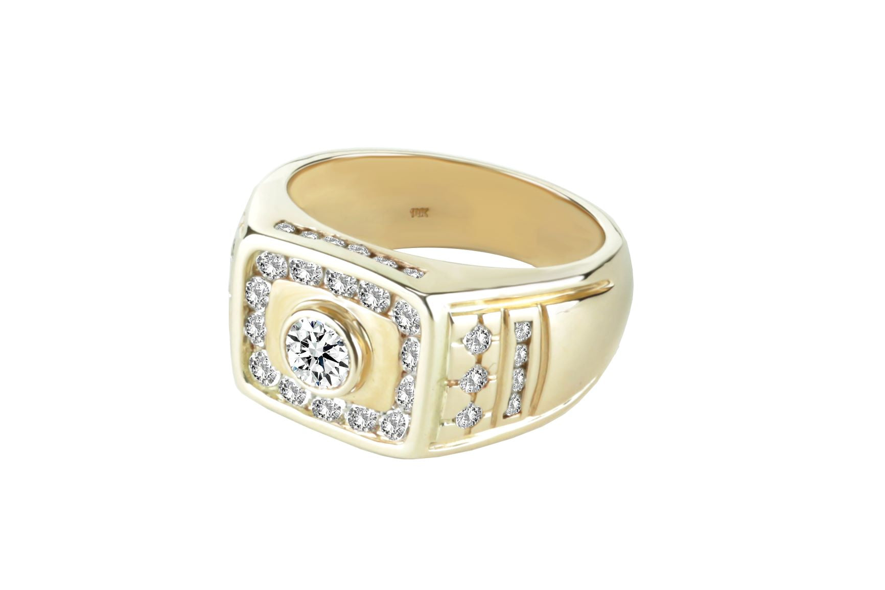 Men's Diamond Ring 1.80 ctw 14k Yellow Gold