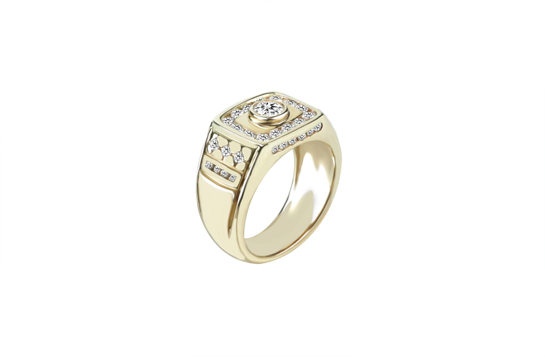 Men's Diamond Ring 1.80 ctw 14k Yellow Gold