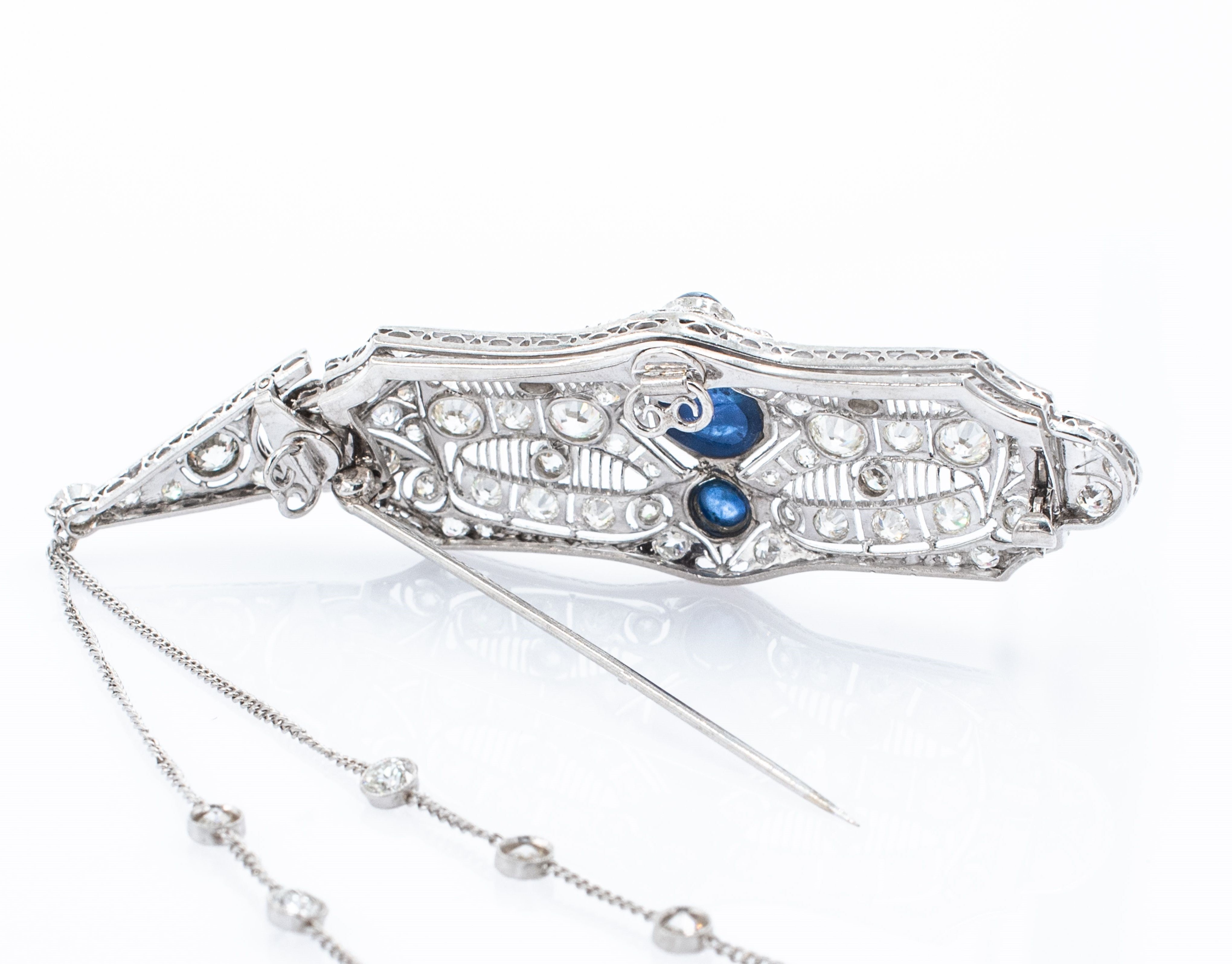 Vintage Sapphire & Diamond Art Deco Pendant.