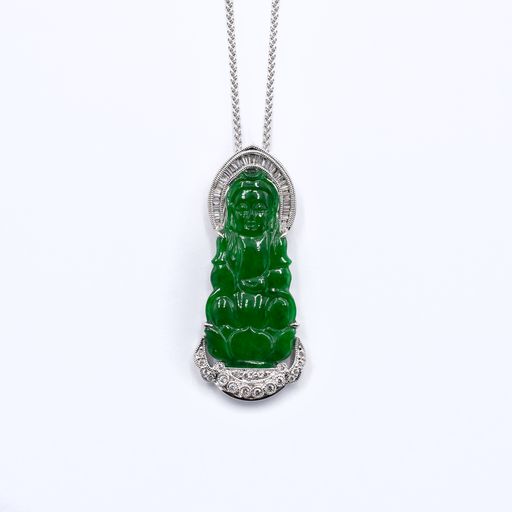 Buddha Jade and Diamond Pendant