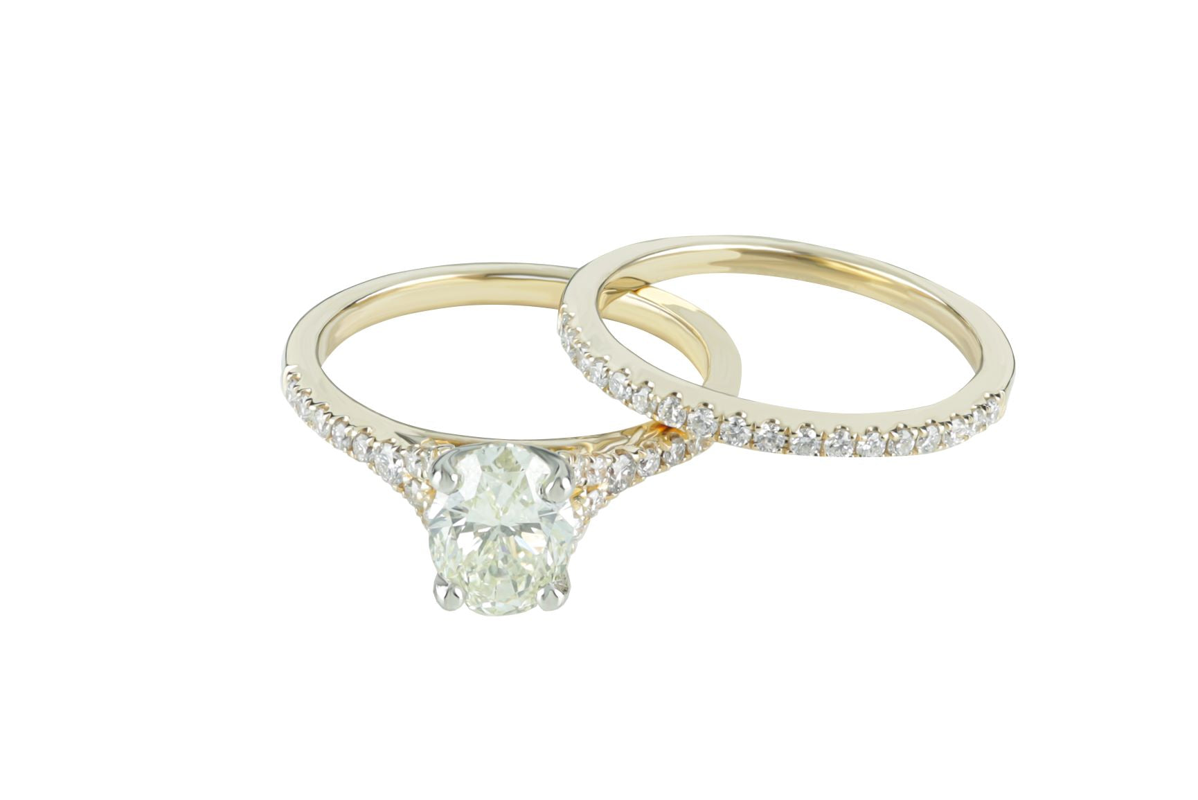 1.65 ctw GIA Certified Oval Cut Diamond Wedding Set
