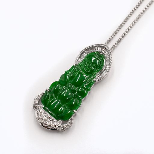 Buddha Jade and Diamond Pendant